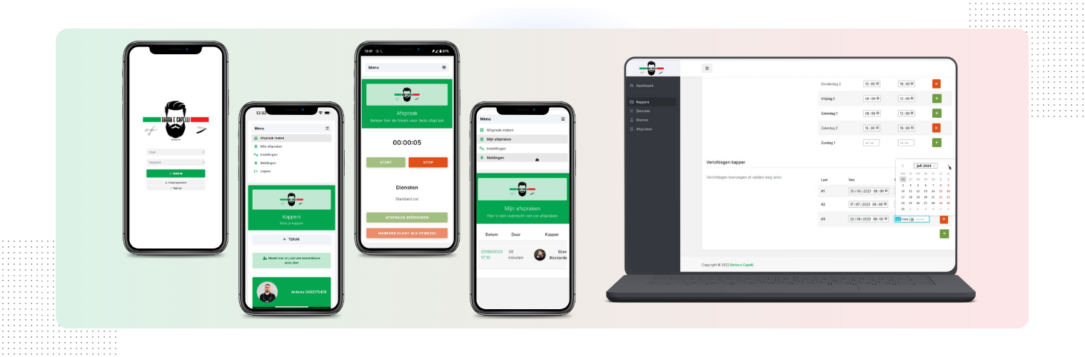 NYBE Hasselt software op maat Barba e Capelli project realisatie banner mobile app for hairdressers