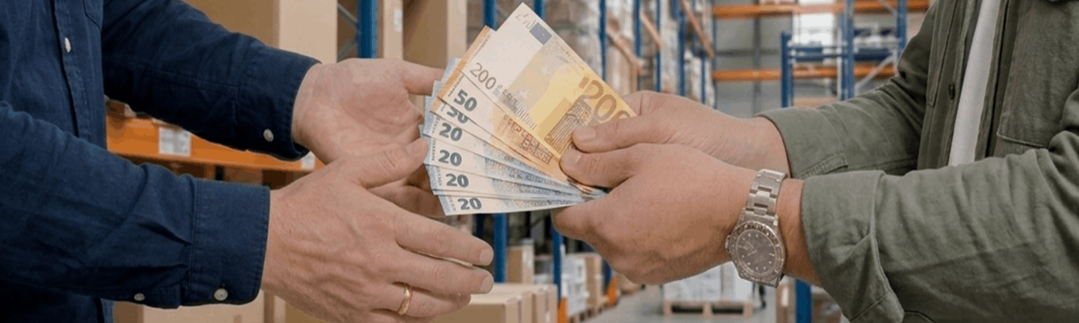 NYBE professionele software op maat smark marketing transactie tussen verkoper en klant eurobiljetten