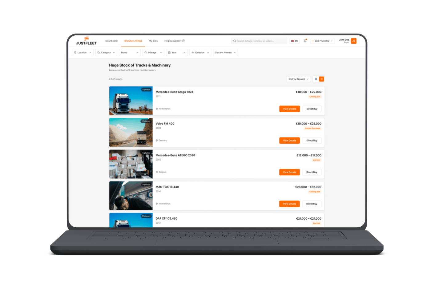 NYBE software op maat tailor made online platform Justfleet case 3